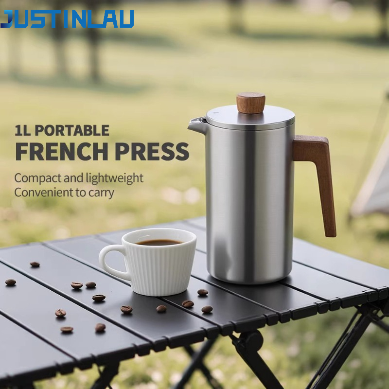 French Press Coffee Maker - JUSTINLAU Caffettiera French Press in Acciaio