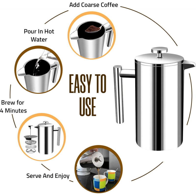 Caffettiera francese in acciai - French Press Coffee Maker recensione e prezzo